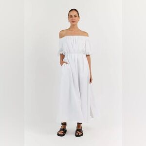 DISSH Penelope White Linen Midi Dress